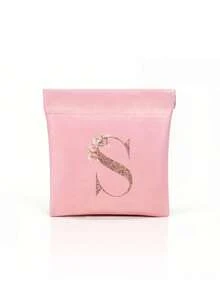 Sparkling Rose Letters Stamp Mini Storage Pouch, Women's Coin Purse, Self-Closing Multi-Functional Organizer Bag Chargers And Cables - Portable Carrying Pouch Suitable For Lipstick, Coins, Earphones, Data Cables, Keys, Jewelry, And Charging Cords - Multicolor - View 13