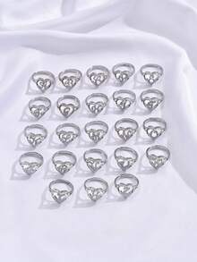1pc Vintage Creative 26 Letter Ring Women Ins European American Cross-Border New Style Letter Open Adjustable Size Couple Ring Luxury Style - Silver - View 8