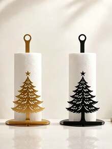 1pc Christmas Tree Hollow Paper Towel Holder, Desktop Christmas Decoration, Suitable For Kitchen Countertop Storage And Organization, Living Room Or Bedroom, Christmas Party And Holiday Gift Choice - Multicolor - View 8