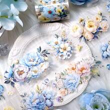 2m/Roll Cherry Blossom PET Washi Tape Floral Transparent Sticker Decorative Tape, Suitable For Diary, Scrapbook, Planner Stationery, 100cm Loop - Flowers - View 4