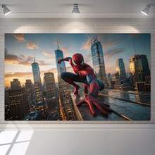 WPETLE Spider‑Man Dusk City Skyscraper Birthday Party Backdrop, Sunset Metropolitan Building Scene Photo Booth Background Banner For Kids Birthday Decor - Multicolor - View 4