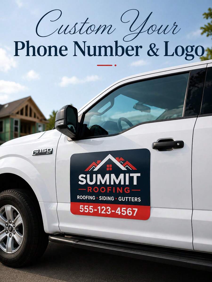 Custom Car Magnetic Signs, Personalized Logos For Your Car, Van, Truck, Used For Promoting Your Commercial Vehicle, Professional Printing, Customizable Text And Logo - Multicolor - View 1