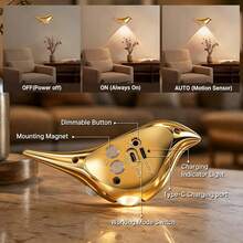 LED Motion Sensor Wall Light, Decorative Wall Lamp Lighting, Wireless USB Sensor Night Light, Wireless LED Wall Light, Rechargeable Magnetic Night Light, Suitable For Hallway, Cabinet, Wardrobe And Room Decoration - Bird Shape - View 11