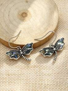 1pair Vintage Dragonfly Design Carved Pattern Dangle Earrings For Women Retro Bohemian Style Insect Earrings Jewelry Female Ear Ornaments - Earring - View 2