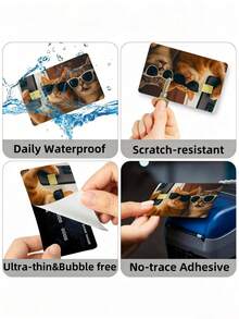 5pcs Funny Cat Official Credit Card Stickers, Privacy Protection Card Sleeve, Selfie Pet Cat Pattern Birthday Gift, PVC Material Anti-Fingerprint Anti-Scratch Wear-Resistant Card Sleeve, Suitable For Men, Women, Couples, Small Chip Card, Bank Card Decoration Sticker, Credit Card, Transportation Card, Student Campus Card Personalized DIY - Multiple Styles - View 4