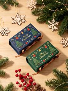 20/2pcs Christmas Gift Boxes With Satin Ribbon Bow And Magnetic Closure, Christmas Tree And Snowflake Print Hard Paper Packaging Boxes, Suitable For Holiday Party Favors, Desserts, Jewelry, Souvenirs Storage, New Year Celebration Gift Wrapping - Multicolor - View 9