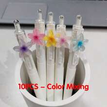 5pcs/Set Random Flower Tip Retractable Ballpoint Pens, Smooth Writing Neutral Pens For Students, Exams, Office & Daily Use, Durable Stationery (Black) - Sets - View 8