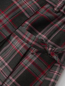 Balabala Kids' Skirt Autumn/Winter Girls' Short Skirt College Style Pleated Woolen Fashion - 紅灰色調 - 查看 4