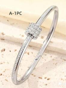 5pcs/1pc Premium Starry Men's Bracelet Set, 304 Stainless Steel, Fade-Resistant, Daily Wear Accessory Gift Suitable For Valentine's Day And Back To School - Silver - View 3