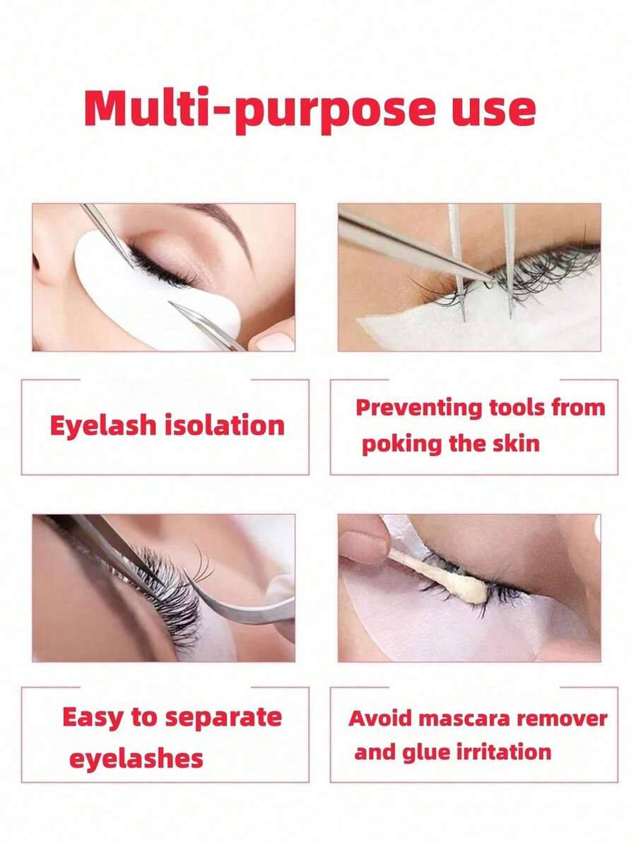 10/100pcs/Pack False Eyelash Extension Strips, Eyelash Extension Tools, Eyelash Extension Pads, Lint-Free Eye Patches, Gentle And Non-Irritating, Suitable For All Eye Shapes, Used For Eyelash Extension - White - View 1