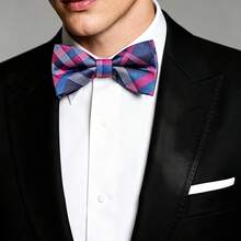 Paisley Striped Bow Tie For Men Silk Pre-Tied Bowtie Pocket Square Cufflinks Set Formal Wedding Party Prom - Blue - View 2