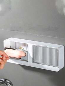 1pc Large Capacity Dual Compartment Storage Rack, Waterproof Soap Box, Soap Tray, Wall-Mounted Storage Box, Multi-Functional Shelf, Bathroom Waterproof Storage Box, Bathroom Soap Dish, Bathroom Accessories, Home Decor, Autumn Decor, Back To School Decor - Multicolor - View 11