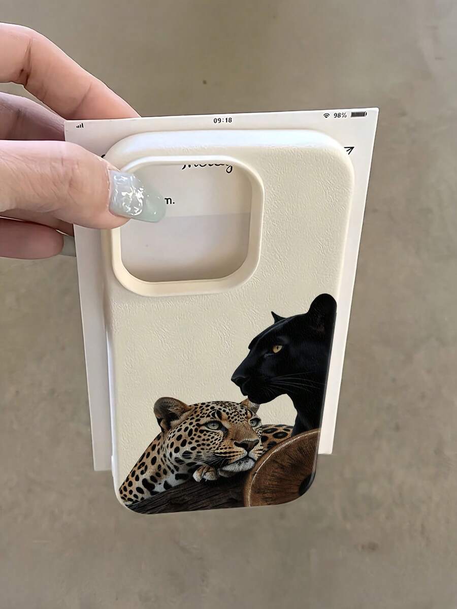 1件 白色兩棲豹紋個性化極簡全包覆 TPU 防震手機殼,適用於 Apple 18 17 16 15 14 13 12 11 Pro Max Air 及系列 - 彩色 - 查看 1