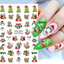 The Grinch 1 مجموعة ملصقات أظافر وحش أخضر الشعر لعيد الميلاد مع لاصق خلفي قابل للإزالة ملصقات إكسسوارات أظافر عيد الميلاد - متعدد الألوان - مشاهدة 2