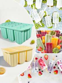 12-Cavity Soft Silicone Popsicle Mold With Anti-Odor Lid, DIY Ice Pop Maker, Reusable And Cost-Effective, Suitable For Homemade Fruit Ice Pops In Summer - Multiple Styles and Colors - View 12