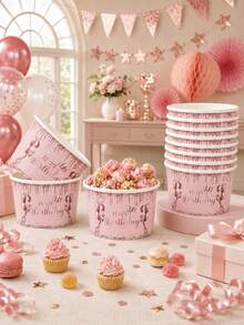 10pcs Pink Happy Birthday Paper Bowls, Disposable Birthday Party Bowls, Rose Gold Glitter Balloon Crown Print Paper Bowls, Birthday Party Supplies, Pink Birthday Decoration, Baby Shower Decoration, Dessert Snack Ice Cream Serving Bowls Party Tableware Supplies, Home Decor, Table Decor, Party Gifts - Pink - View 9