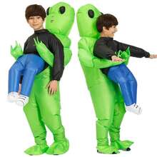 Green Alien Inflatable Monster Kids Halloween Costume Carrying Cosplay - A - View 1