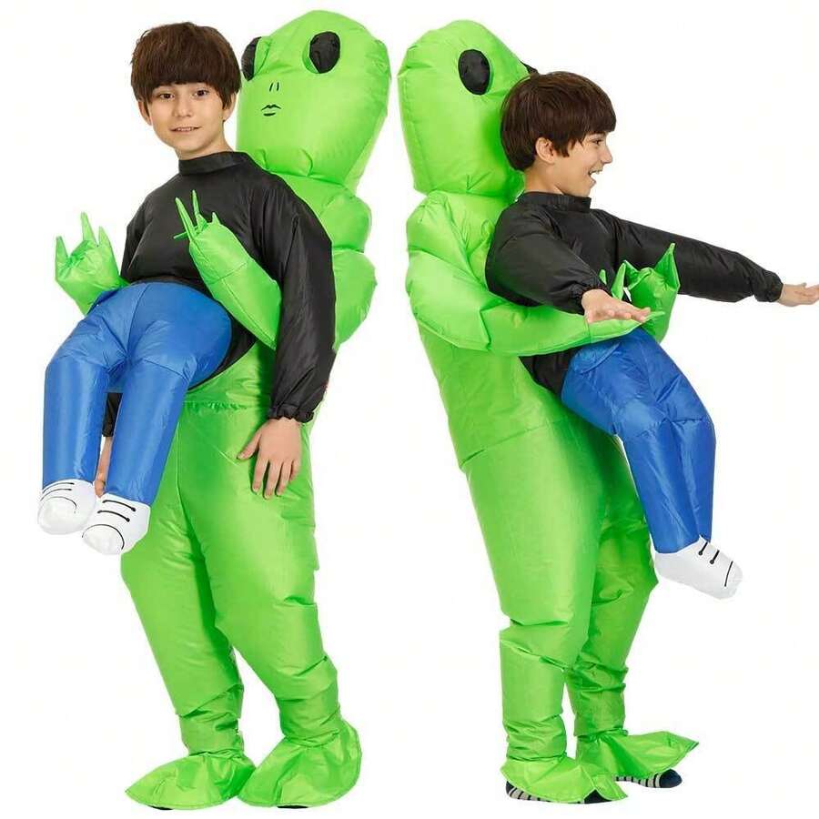 Green Alien Inflatable Monster Kids Halloween Costume Carrying Cosplay - A - View 1