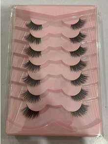 7 Pairs Cross-Curled False Eyelashes Makeup - Black - View 8