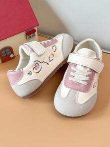 Sepatu Bayi Bordir Awan Hati dengan Pengait dan Perekat, Sol Lembut, Anti Slip, Stabil untuk Balita Belajar Berjalan ke Taman Kanak-Kanak - Grey - View 7