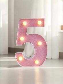 1pc Pink Sequin Glowing Letter/Number Desktop Decorative Night Light, Romantic Proposal Birthday Party Atmosphere Light, Guide Light - Q2-pink Letter Light - View 46