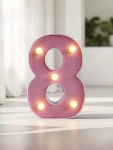 1pc Pink Sequin Glowing Letter/Number Desktop Decorative Night Light, Romantic Proposal Birthday Party Atmosphere Light, Guide Light - Q2-pink Letter Light - View 41