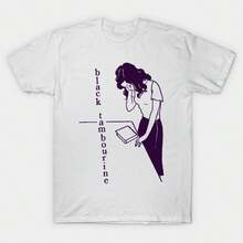 Unisex-Summer/Autumn T-Shirts - Black Tambourine---- Original Fan Artwork T-Shirt-Streetwear,Y2k,Herren,Pasha Style,Herbst Outfit,Essentials,Baumwolle - White - View 1