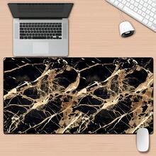 Luckybutterfly 1PC Black Gold Marble Large Mouse Pad Non‑Slip Extended Desk Mat Waterproof Gaming Keyboard Mousepad For Office Home - Black and White - View 1