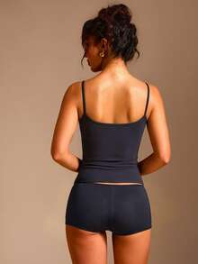 XLLAIS Women's Solid Color Pleated Slim Fit Versatile Daily Casual Camisole Summer - Dark Gray - View 5