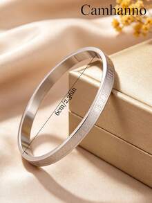 Camhanno 2pcs Couple Titanium Steel Mirror Minimalist Bracelets - Silver - View 5