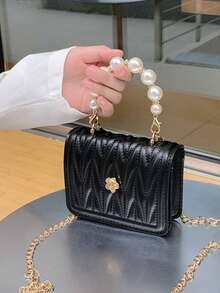 This Solid-Color Square Mini Pearl Handbag Is Perfect For Shopping Trips And Also Makes An Ideal Gift For Friends. - Multicolor - View 9