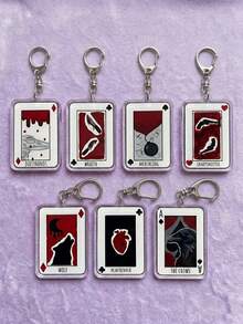 1pc/7Pcs Halloween Six Of Crows Complete Set Acrylic Keychains, Grishaverse Novel Character Pendants, Crow Gang Book Fan Backpack Charms Collection Gift High Transparency Material, Suitable For Phone, Kindle, Bag, Keychain Decoration. - Multicolor - View 6