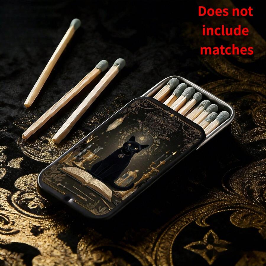 1pc Magic Book Mysterious Black Cat Matchbox (Matches Not Included), Can Hold 20 Matches, Minimalist Portable High-End Matchbox, Fashionable Exquisite Pattern Matchbox, Perfect Gift For Halloween, Christmas And Holidays - Multicolor - View 1