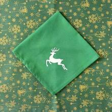 1/2/4pcs Christmas New Year Party Decoration Snowflake Reindeer Christmas Tree Print Solid Color Fabric Placemats Napkins Coasters Tea Towels - Multicolor - View 3