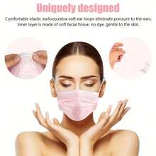 200/100/50/10/1pc Disposable Face Masks, 3 Colors Available, Skin-Friendly Soft, 3-Layer Protection, Elastic Ear Loops - Suitable For Home Cleaning, Cooking, School, Office, Outdoor And Camping, Halloween/Christmas/Valentine's Day Gift Set - Multicolor - View 4
