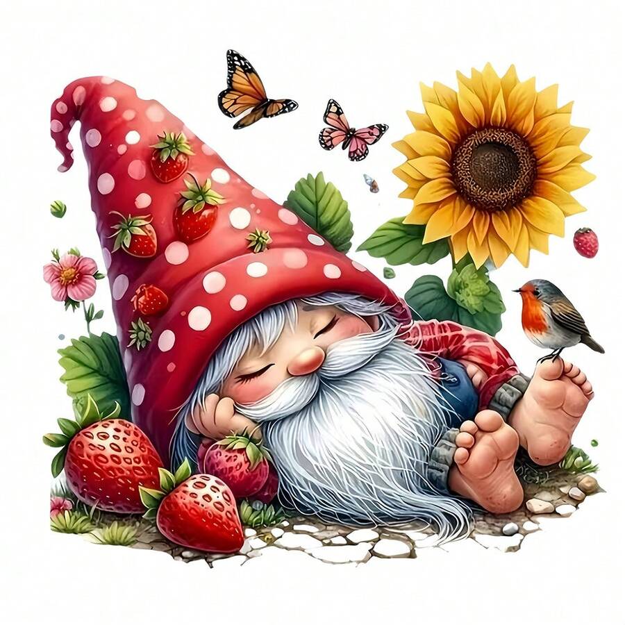 1/2/3pcs Sleeping Dwarf Strawberry Sunflower Heat Transfer Iron-On Patch Butterfly Bird Spring DIY Decorative Stickers For T-Shirt, Hoodie, Pillow, Tote Bag - Multicolor - View 1