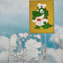 1pc Q Crocodile Chef Metal Cutting Die, DIY Scrapbooking Embossing Mold, Greeting Card Making Template, Suitable For Photo Album Card Making, Handmade Card Tool - Crocodile - View 3