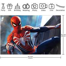 WPETLE Spider‑Man Game‑Style Dynamic Pose Birthday Party Backdrop, Game Suit Character Close‑Up Photo Booth Background Banner For Kids Birthday Decor - Multicolor - View 11