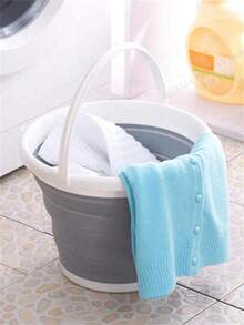 1pc Foldable Round Bucket, Portable Multi-Functional Plastic Folding Bucket, Suitable For Outdoor Travel, Home, Dorm, Space-Saving, Lightweight, Applicable For Fishing, Foot Soaking, Car Washing And Daily Storage - Multicolor - View 4