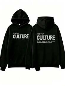 Y2K Retro Hoodie For Men, Brick Letter Pattern Hooded Sweatshirt, American Street Style Streetwear F - Black - View 1