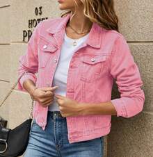 Women Denim Jackets & Coats - Pink - View 2