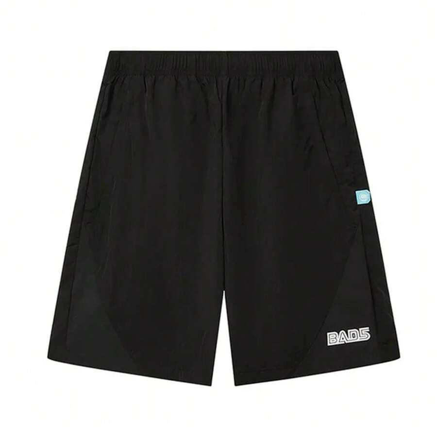 LI-NING Men's BADFIVE Color Block Splicing 100% Polyester Lightweight Quick Dry Loose Fit Basketball Sports Shorts AKSW261 - Black - View 1