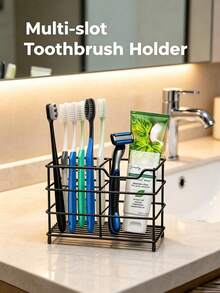 Bathroom Toothbrush Holder - Electric Toothbrush And Toothpaste Storage Rack; Bathroom Toothbrush Holder, Bathroom Storage Rack, Sink Toothpaste Holder, Rust-Proof Bathroom Accessories Rack - Multicolor - View 2