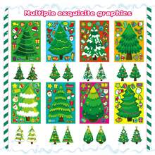 24pcs Christmas Tree DIY Stickers - Create Various Holiday Tree Patterns With Decorations And Stars, An Interactive Puzzle Toy To Promote Brain Development, Suitable For Children's Parties, Gift Wrapping, Classroom Activities, Christmas And Holiday Gifts - Mixed Color - View 2