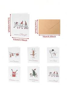24Pcs Designs Christmas Greeting Cards Set, Cute Dwarf Reindeer Snowman Xmas Note Cards With Kraft Envelopes, Holiday Season Gift Wish Cards For Christmas Party - Multicolor - View 11