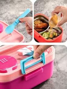 Insulated Lunch Box, Portable Insulated Food Jar, Multi-Functional Insulated Stew Pot Suitable For Office, School, Travel - Multicolor - View 4