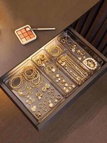 1/2/4/5pcs Transparent Stackable Jewelry Storage Boxes, Drawer Dividers, Clear Visible Dust-Proof, Necklace Bracelet Earring Ring Sorting Storage, Large Capacity Home Jewelry Organizer Tray - Clear - View 6