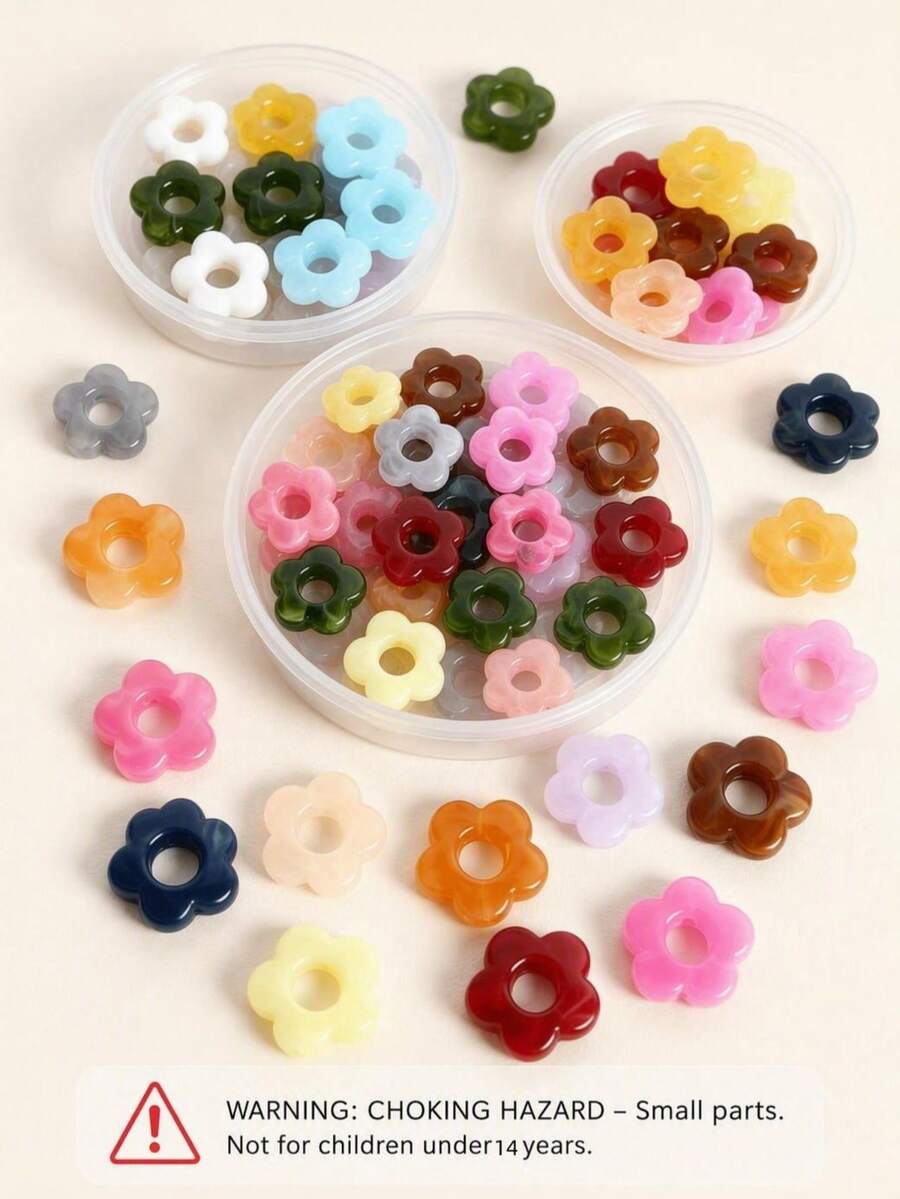 10/50/100/200pcs 14mm Acrylic Flower Beads, One Gradient Design, One ...