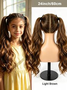 Tie-Up Double Wave Ponytail Hair Extensions, Synthetic Fiber Curly Drawstring Ponytail Wig, Suitable For Girls, Soft Large Wave Curly Hair Piece, Easy To Wear, Suitable For Daily, Halloween, Christmas Party And Cosplay, Multiple Lengths Available - Multicolor - View 25