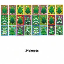 12/24pcs Christmas Tree DIY Stickers - Create Various Holiday Tree Patterns With Decorations And Stars, Interactive Puzzle Toy To Promote Brain Development, Children's Party Gifts, Gift Wrapping, Classroom Activities, Christmas And Holiday Gifts - Mixed Color - View 9